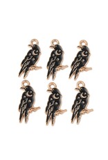 Enamel Raven   25mm  Gold  x6 NF