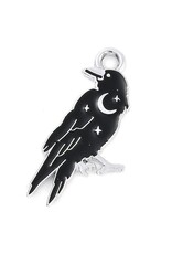 Enamel Raven   25mm  Silver  x2 NF