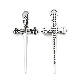 Sword Pendant 34mm Antique Silver   x6 NF