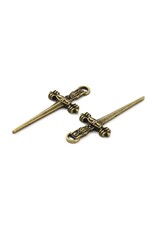 Sword Pendant 34mm Antique Brass  x6 NF