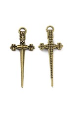 Sword Pendant 34mm Antique Brass  x6 NF