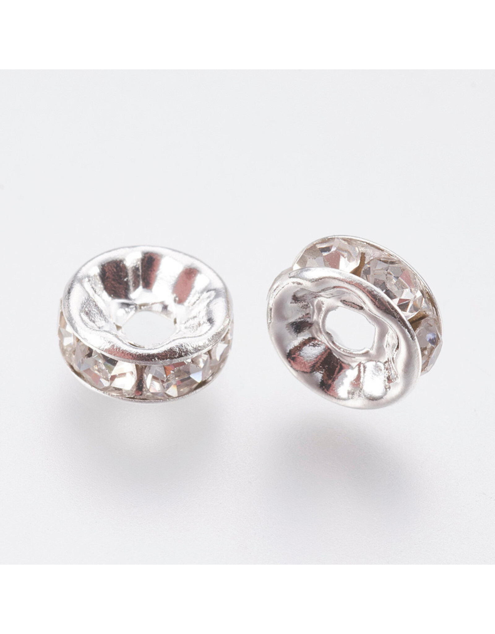 Rhinestone Rondelle Wedding Band 8mm Silver/Clear Grade A  x50