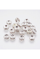 Rhinestone Rondelle Wedding Band 8mm Silver/Clear Grade A  x50