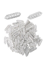 Rhinestone Rondelle 5 Hole  Bar 8x27mm Silver/Clear x10