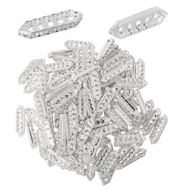 Rhinestone Rondelle 5 Hole  Bar 8x27mm Silver/Clear x10