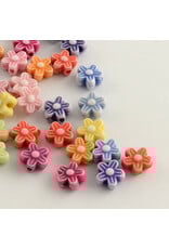 9mm Acrylic Flower,  Hole 2mm  Random Assorted Colours x100