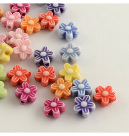 9mm Acrylic Flower,  Hole 2mm  Random Assorted Colours x100