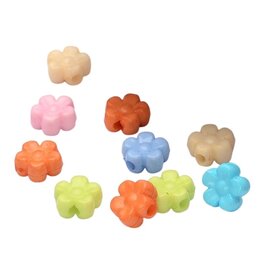 9mm Acrylic Flower,  Hole 2mm  Random Assorted Colours x100