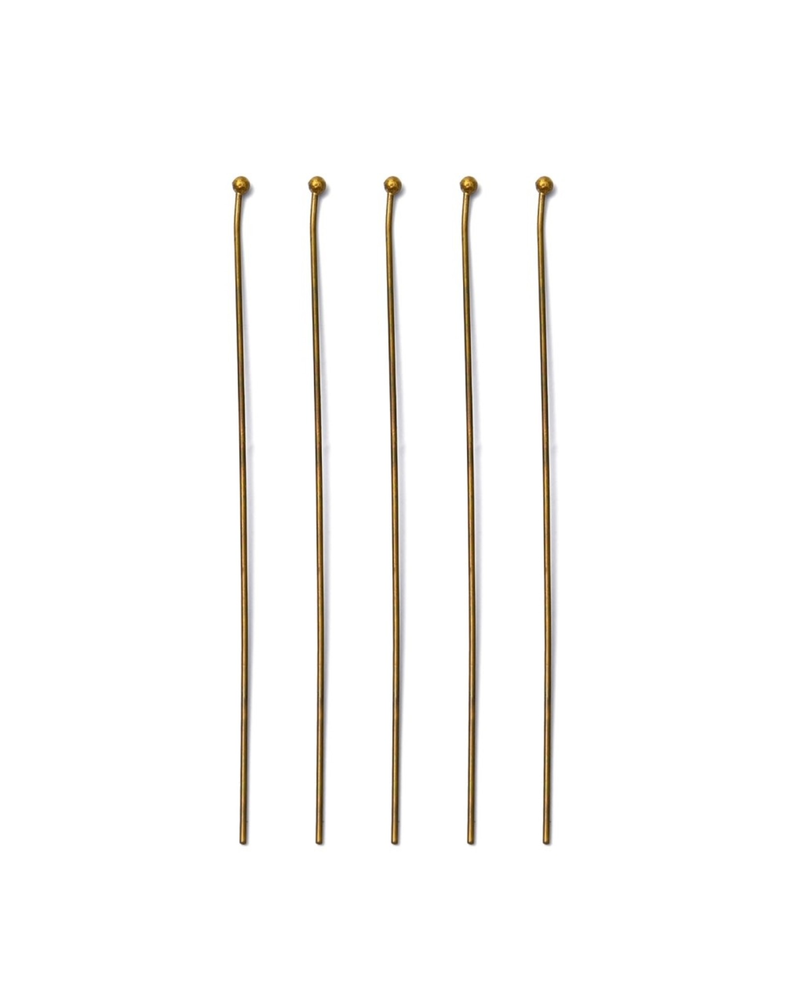 Headpins 3” Ball 20g Antique Brass NF