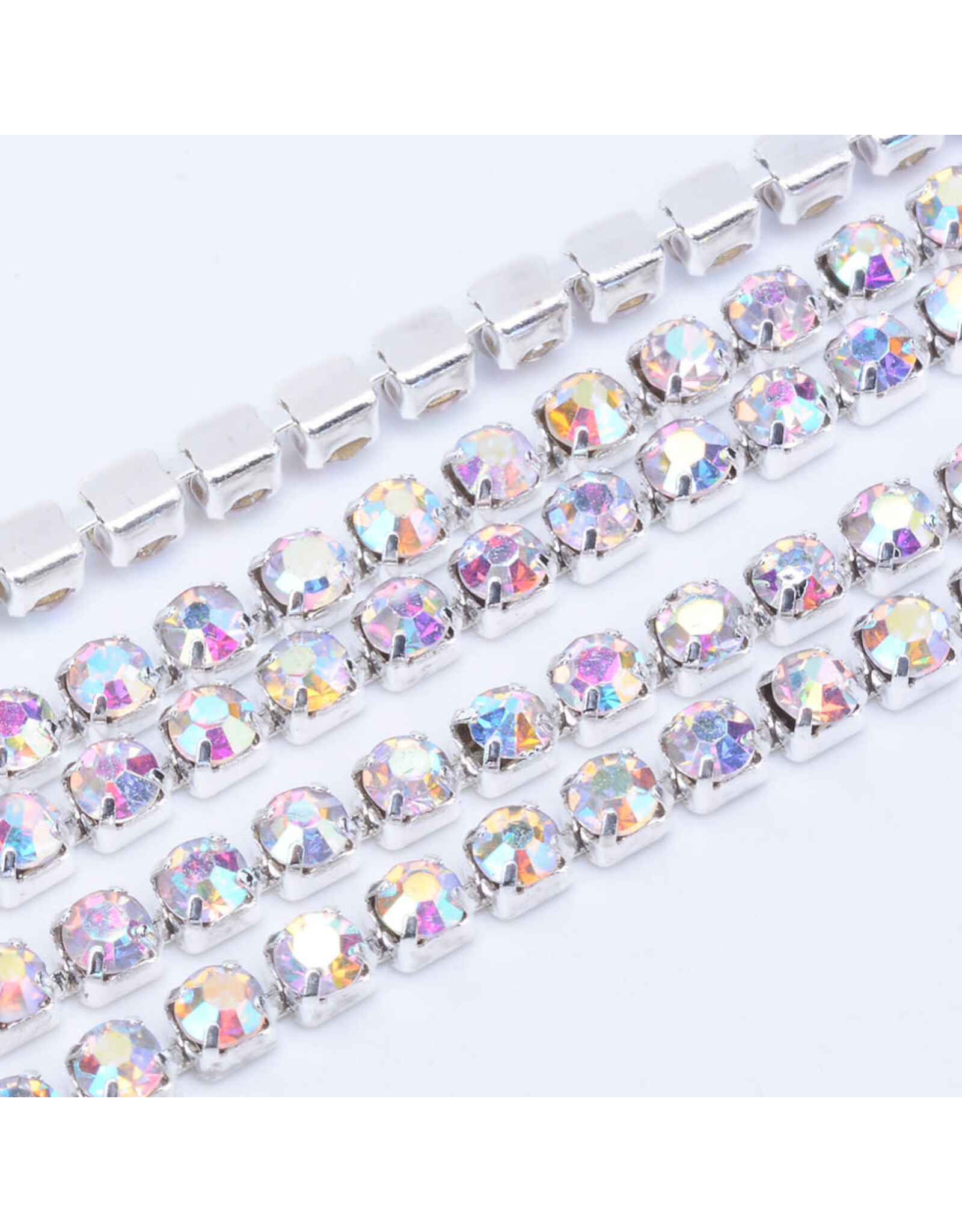 Rhinestone Banding 1 row 2mm Silver/Clear AB