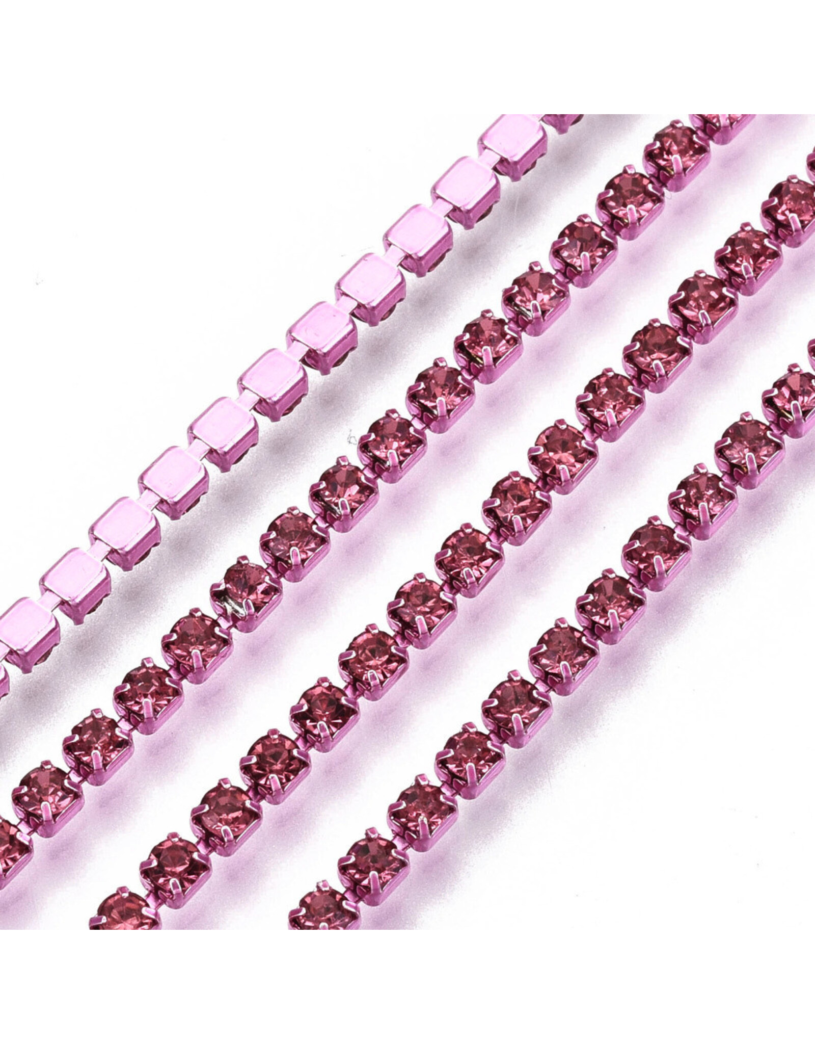 Rhinestone Banding 1 row 2mm  Rose/Pink