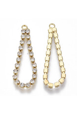 Rhinestone Banding 35mm Drop 1 row 2mm Gold/Clear
