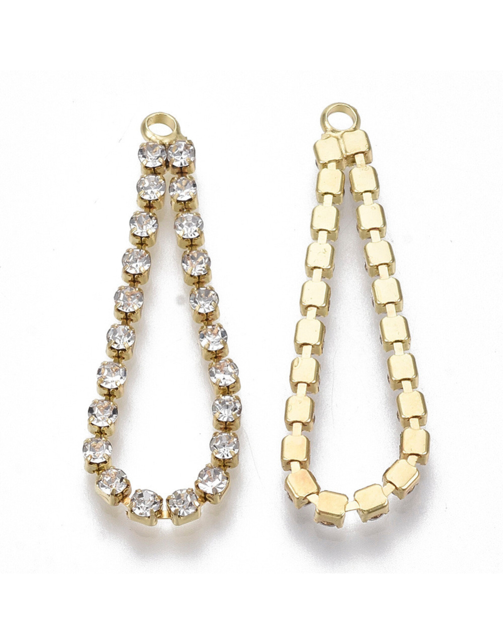 Rhinestone Banding 35mm Drop 1 row 2mm Gold/Clear