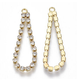 Rhinestone Banding 35mm Drop 1 row 2mm Gold/Clear