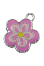 Flower Charm 22x20mm  Pink Platinum  x6