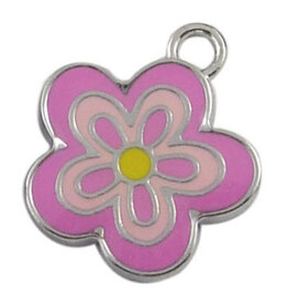 Flower Charm 22x20mm  Pink Platinum  x6
