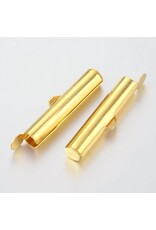 Slide On Clasp Brass Tube 5x26mm Gold  x10 NF