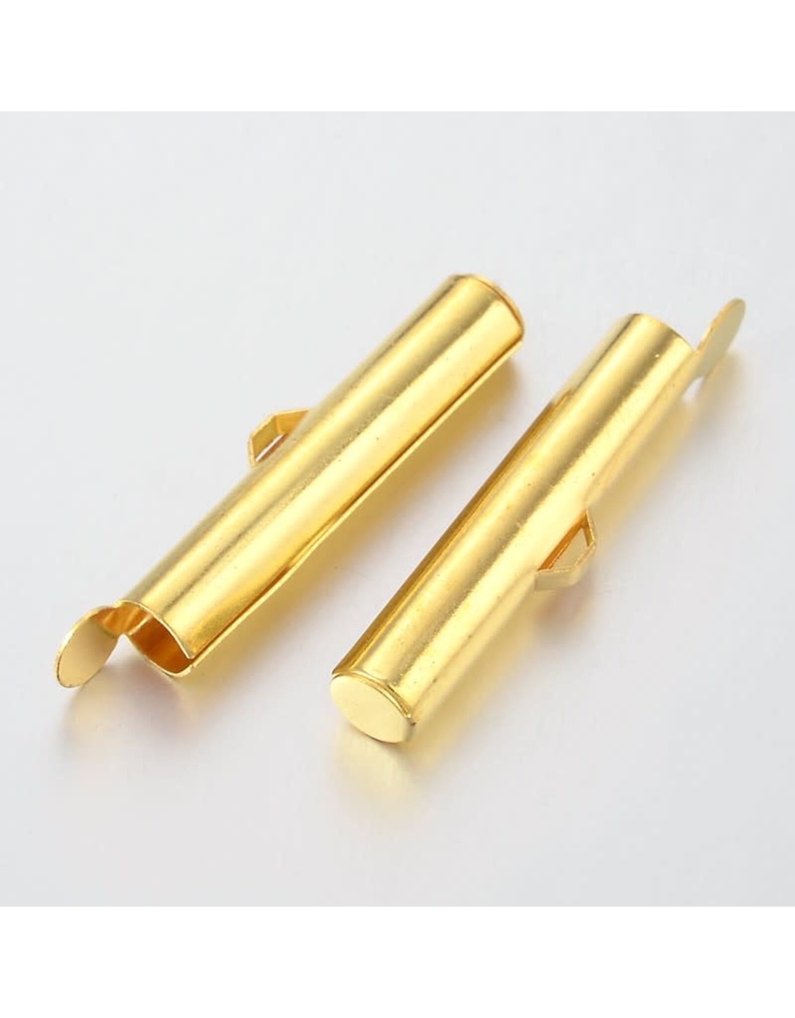 Slide On Clasp Brass Tube 5x26mm Gold  x10 NF