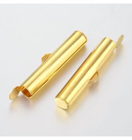 Slide On Clasp Brass Tube 5x26mm Gold  x10 NF