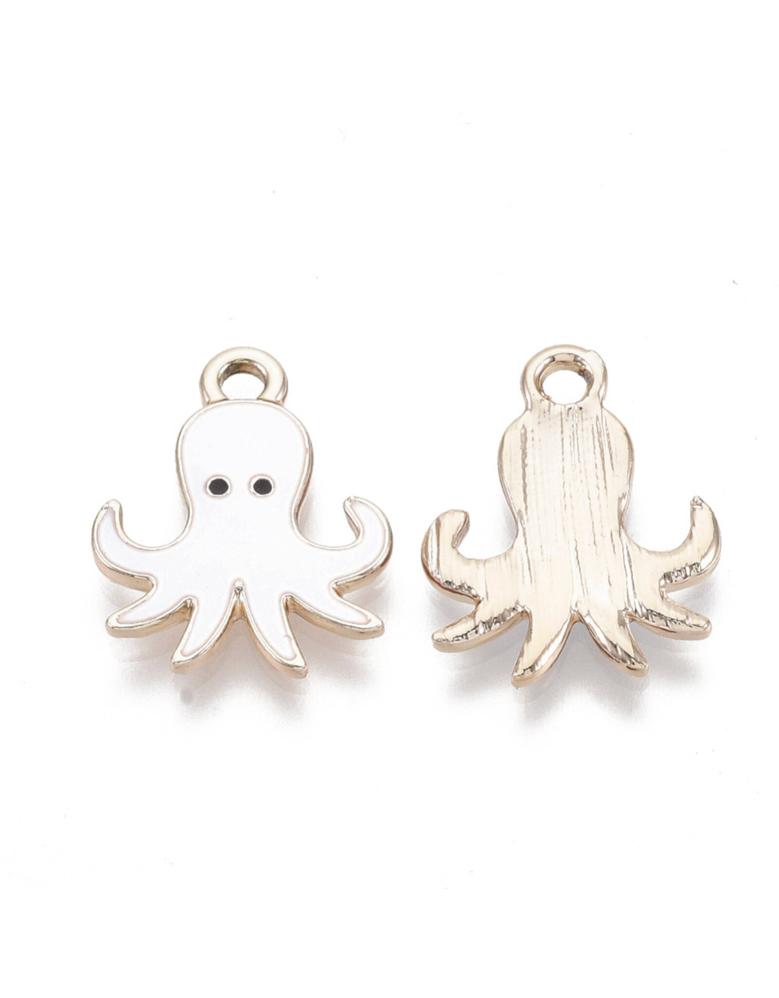 Octopus Charm 20mm White  Gold  x6