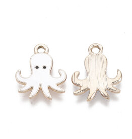 Octopus Charm 20mm White  Gold  x6