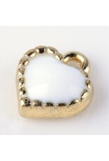 Heart Charm 8mm White Gold  x5
