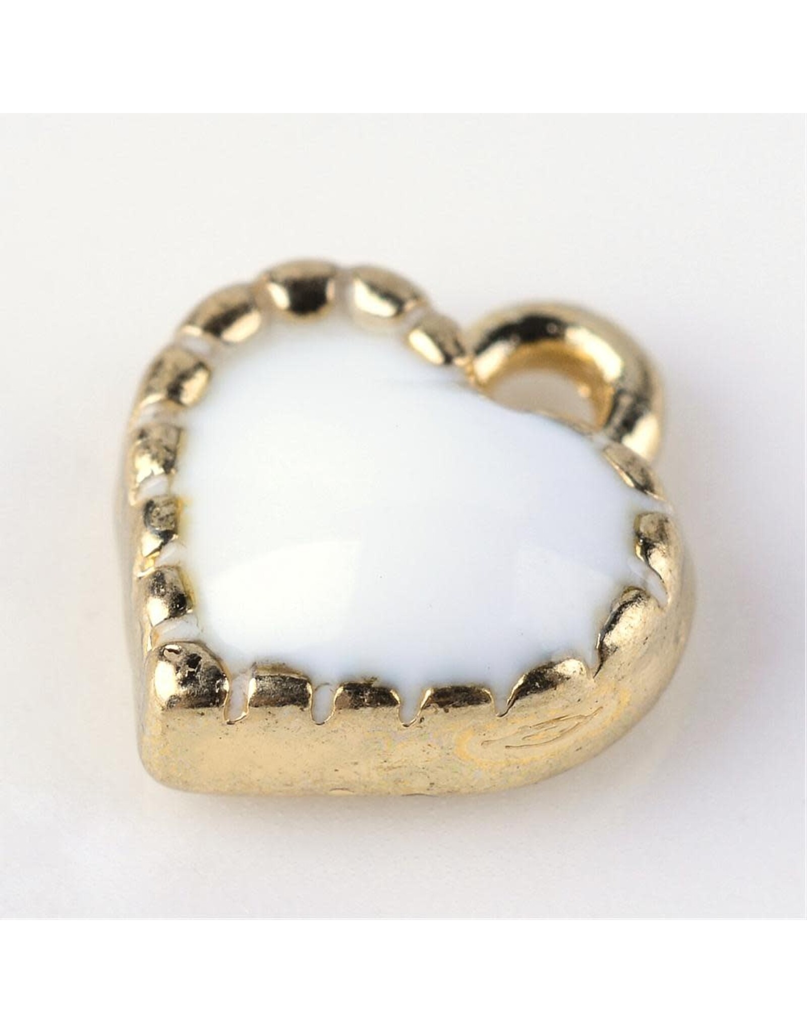 Heart Charm 8mm White Gold  x5