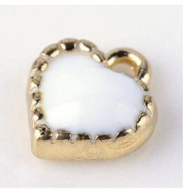 Heart Charm 8mm White Gold  x5