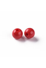 Round  8mm Opaque Dark Red