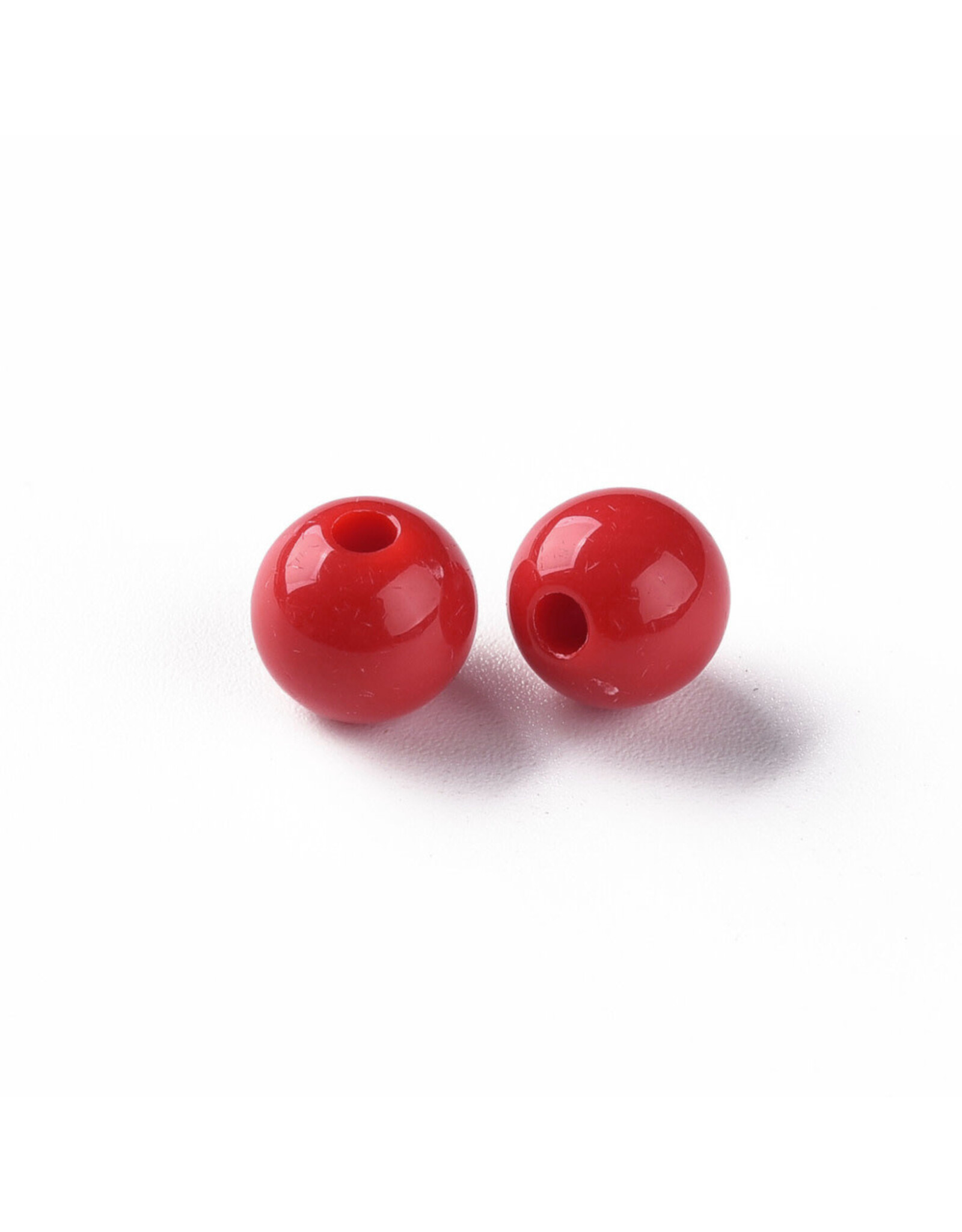 Round  8mm Opaque Dark Red