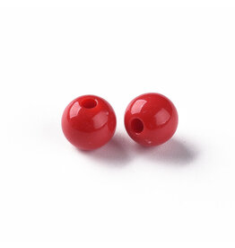 Round  8mm Opaque Dark Red