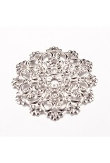 Round Filigree Link  48mm  Platinum