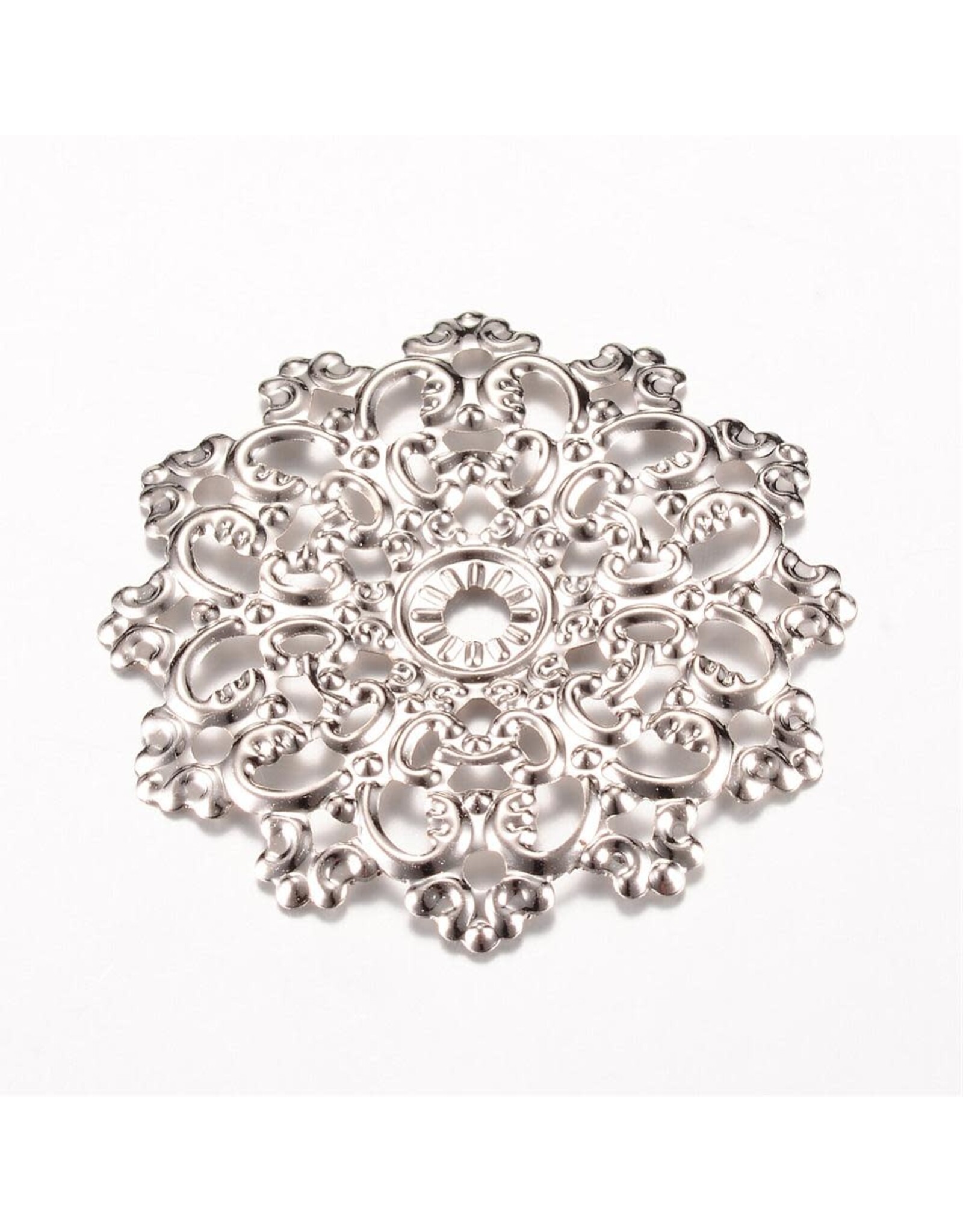 Round Filigree Link  48mm  Platinum