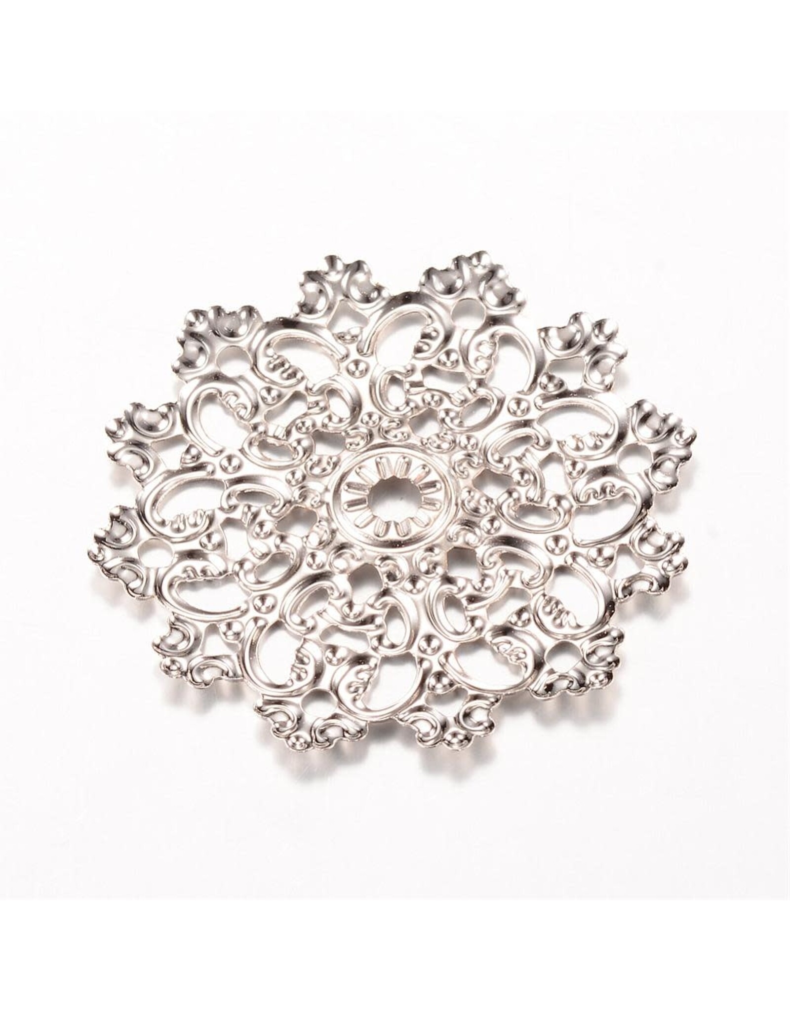 Round Filigree Link  48mm  Platinum