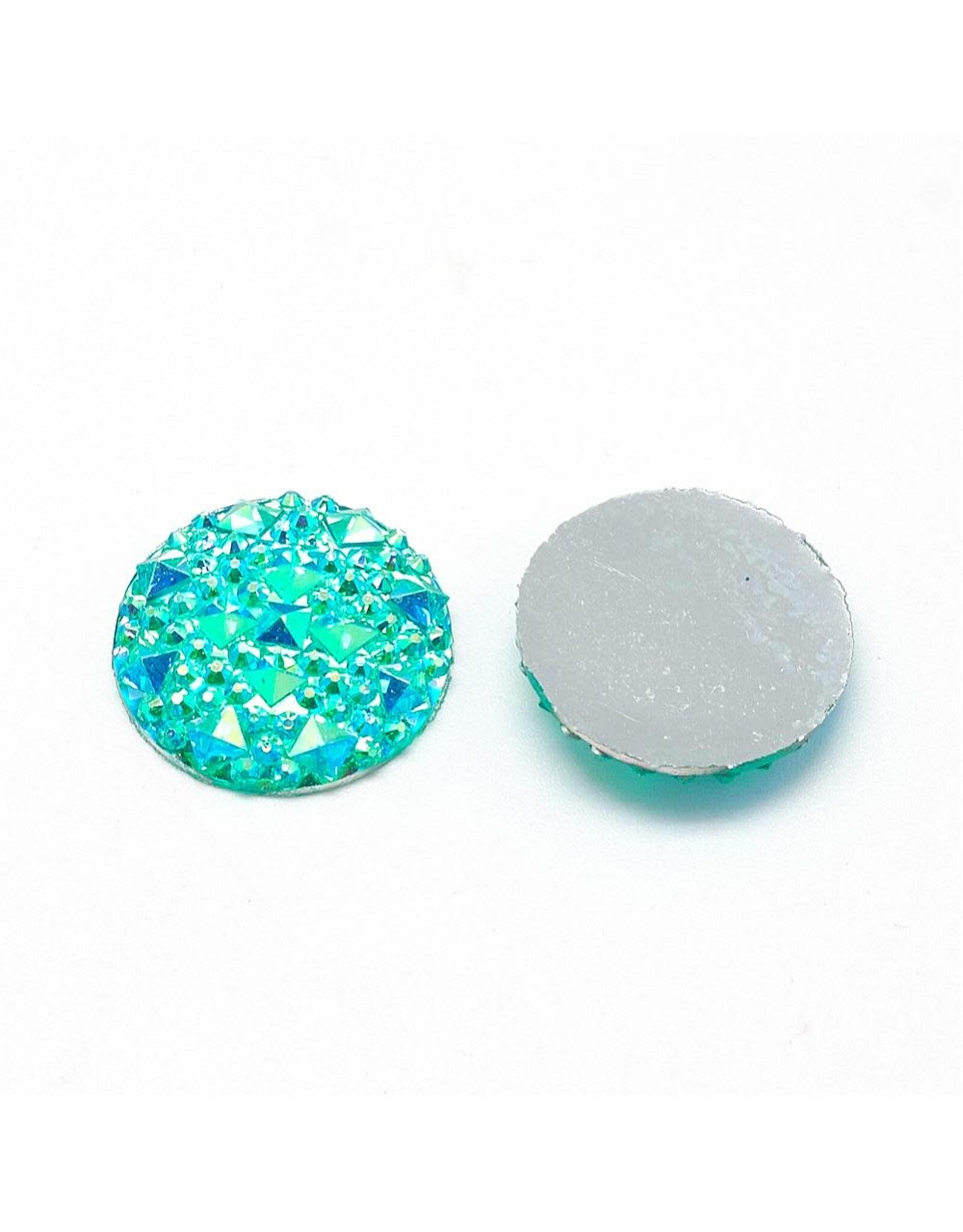 25mm Resin Round Turquoise Blue AB Spiky