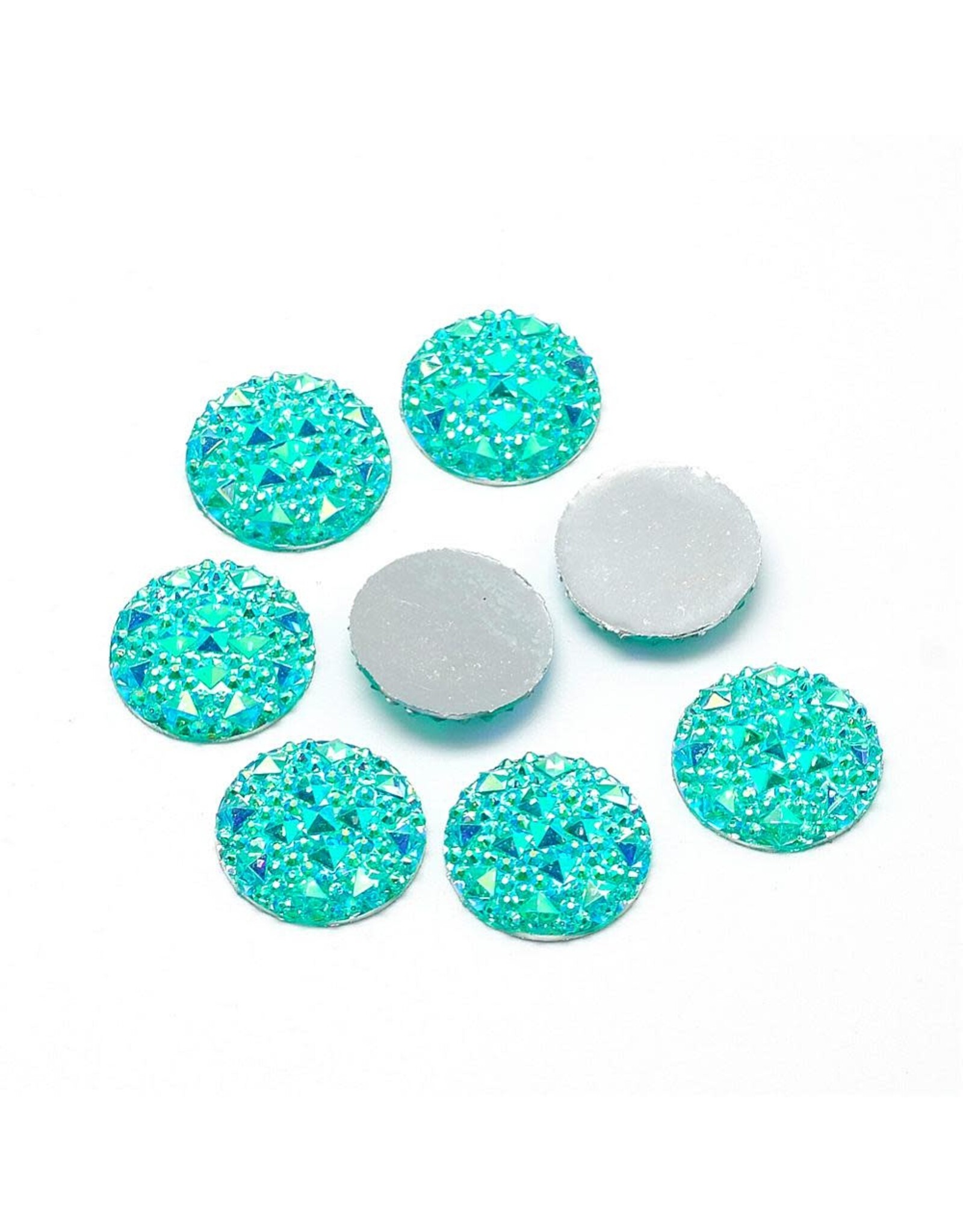 25mm Resin Round Turquoise Blue AB Spiky