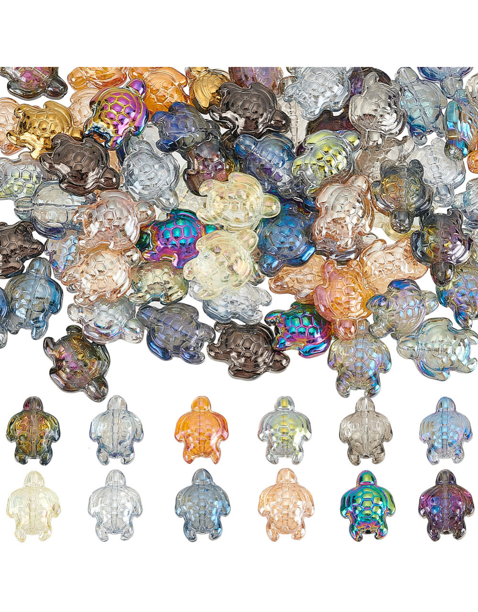 18x14mm Glass Turtle Random  Colours