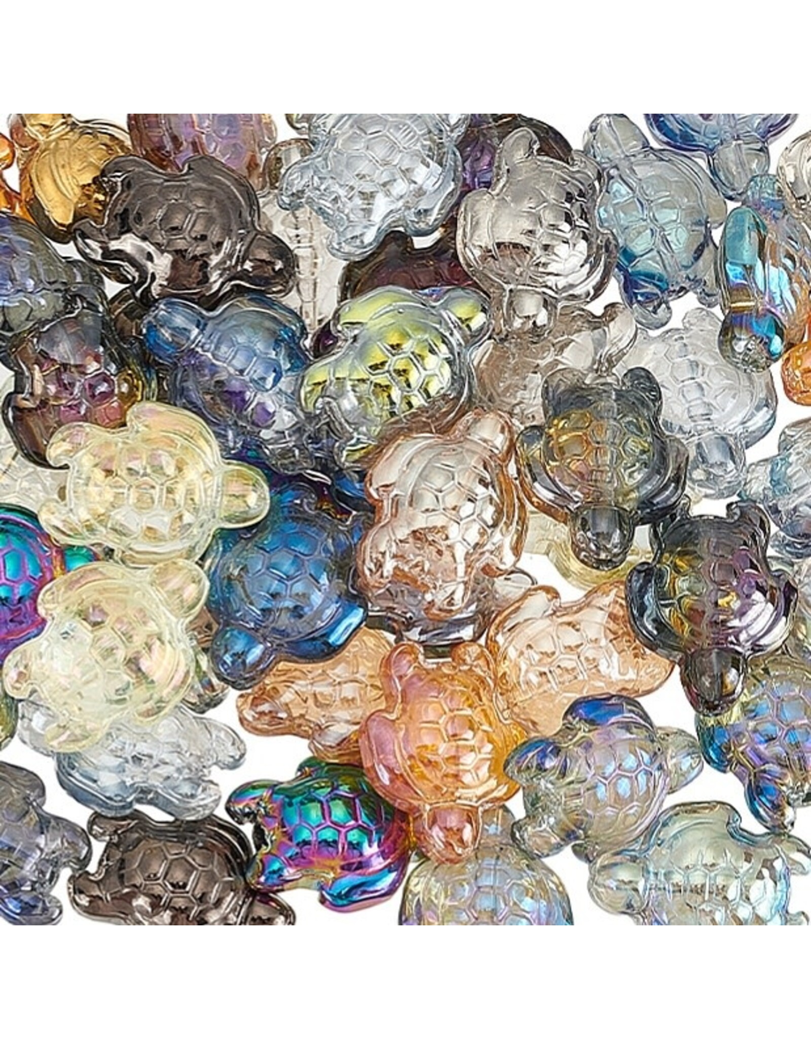 18x14mm Glass Turtle Random  Colours