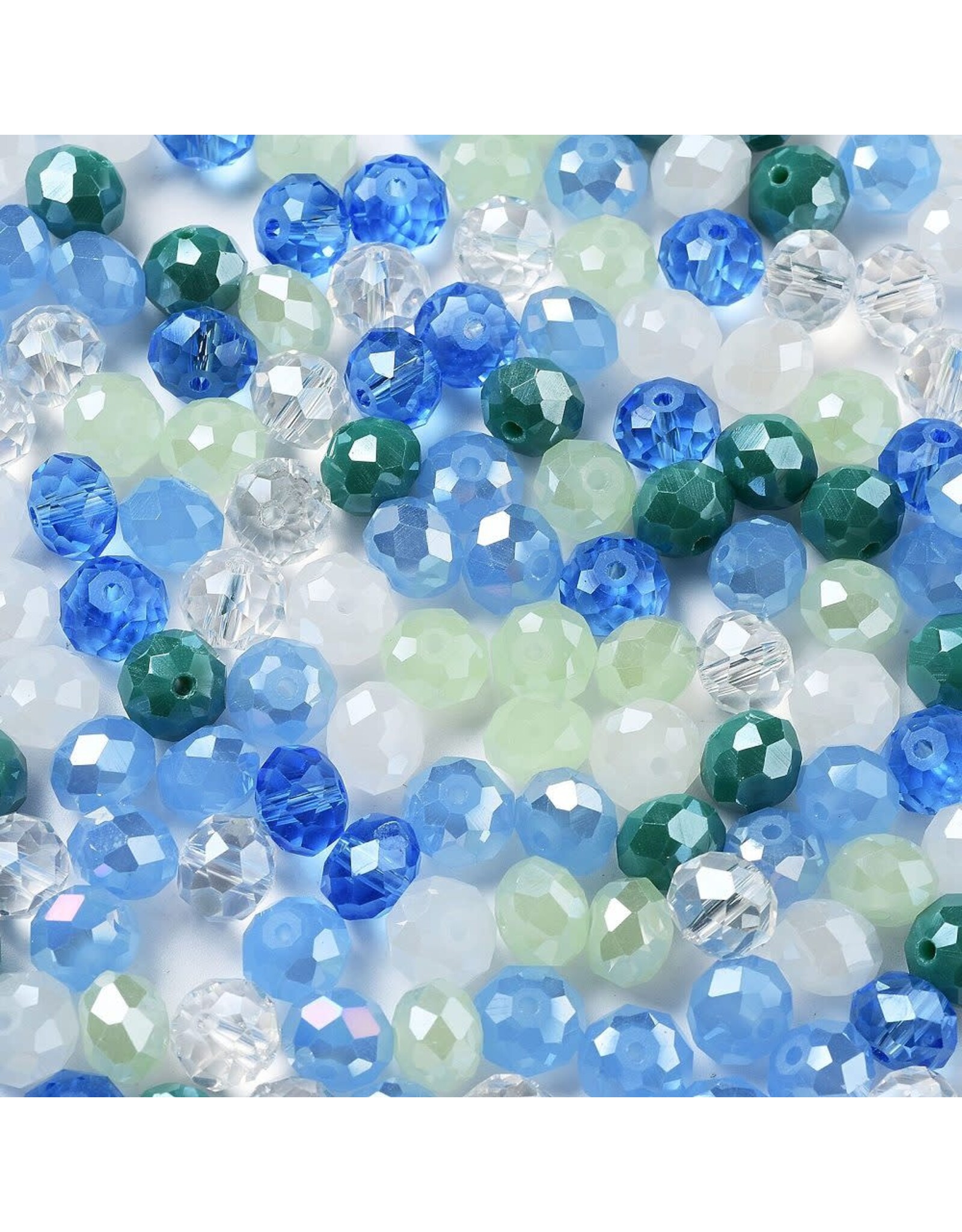 10x8mm Rondelle Blue Green Mix  50g