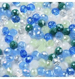 10x8mm Rondelle Blue Green Mix  50g