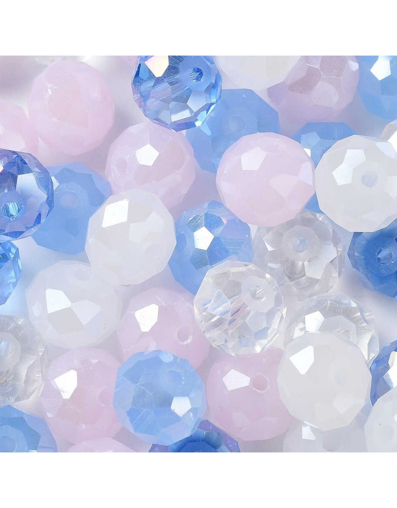 10x8mm Rondelle Blue Pink Mix  50g