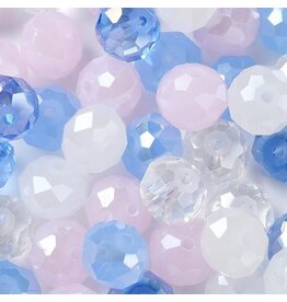 10x8mm Rondelle Blue Pink Mix  50g