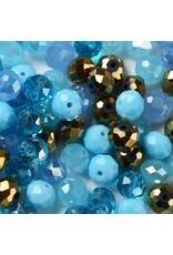 10x8mm Rondelle Blue Bronze Mix  50g