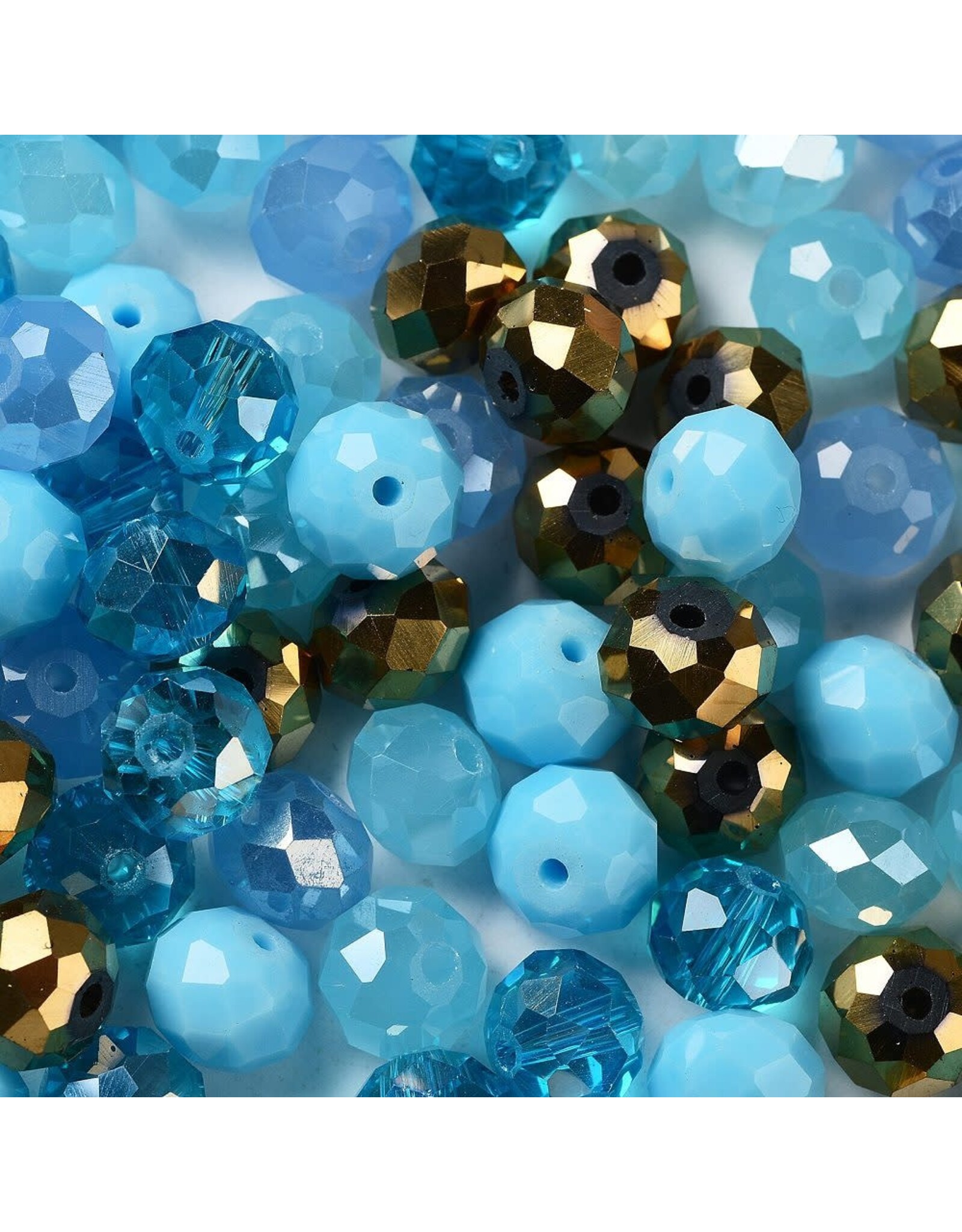10x8mm Rondelle Blue Bronze Mix  50g