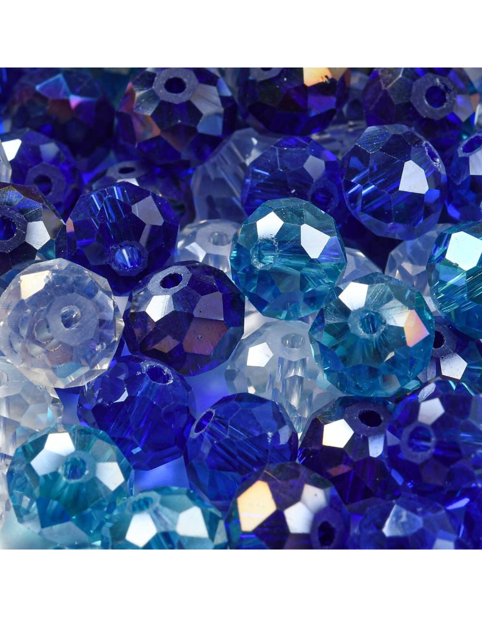 10x8mm Rondelle Blue  Mix  50g