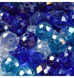10x8mm Rondelle Blue  Mix  50g
