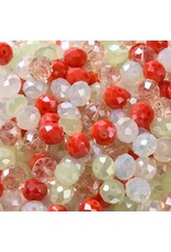 10x8mm Rondelle Red White Green  Mix  50g
