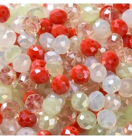 10x8mm Rondelle Red White Green  Mix  50g
