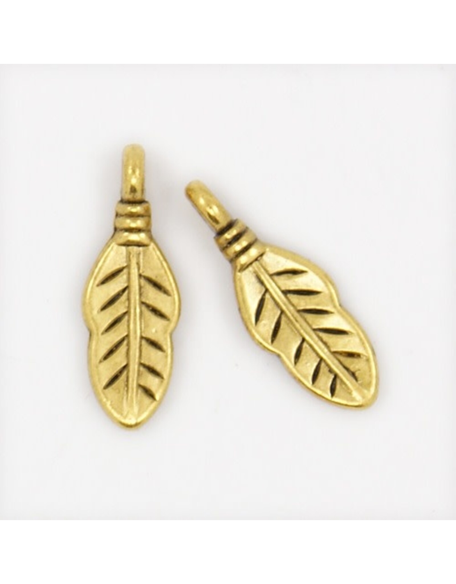 Feather Antique Gold 17x6mm