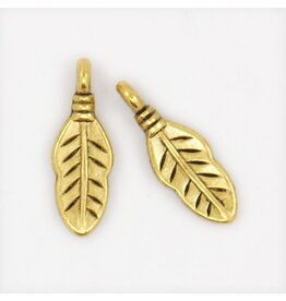 Feather Antique Gold 17x6mm